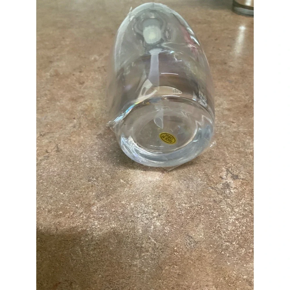 Iridescent Glass Soap Dispenser Chrome Pump Pearlescent Clear Refillable Bottle
